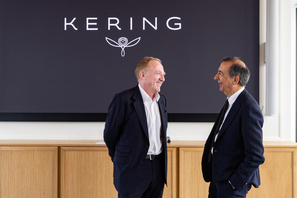 Kering chairman and CEO François-Henri Pinault with Milan Mayor Beppe Sala at the company's new HQs in the city.