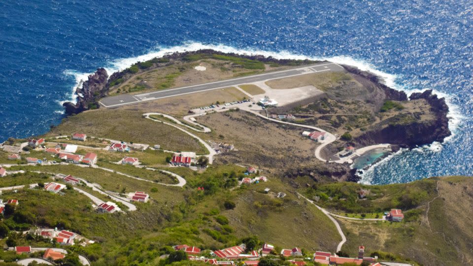 The short runway in Saba provides a dramatic entry for visitors. - Courtesy Saba Tourist Board