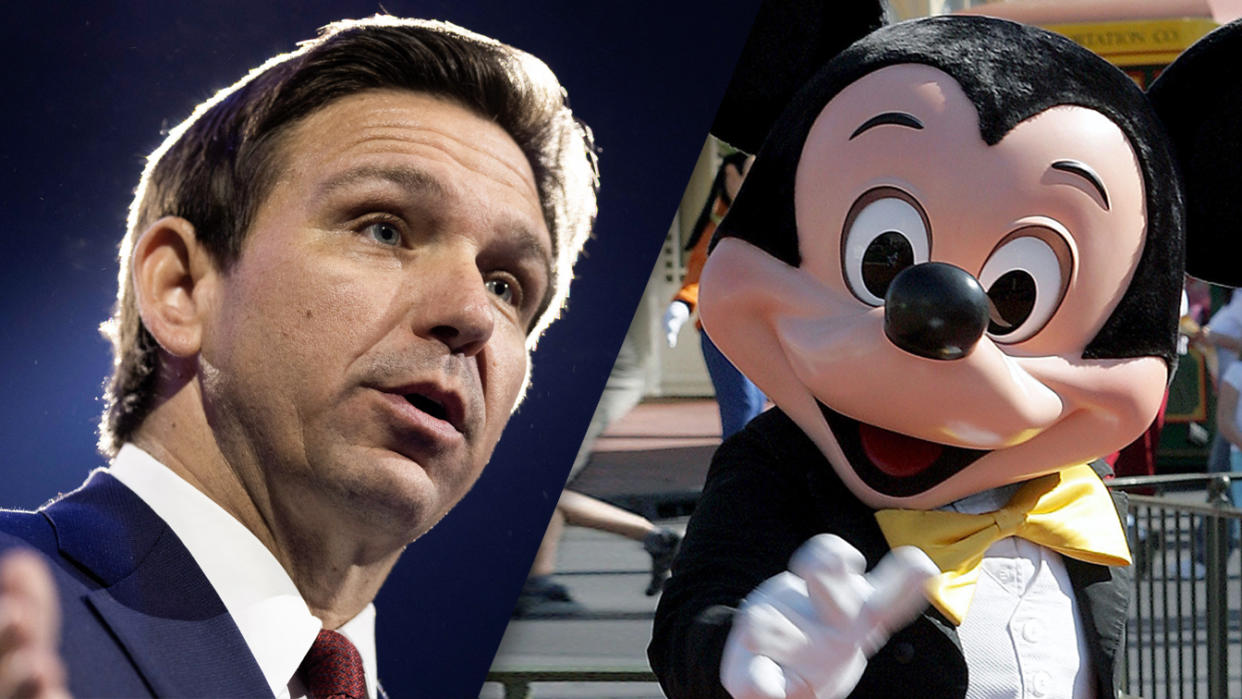 Florida Gov. Ron DeSantis and Mickey Mouse.