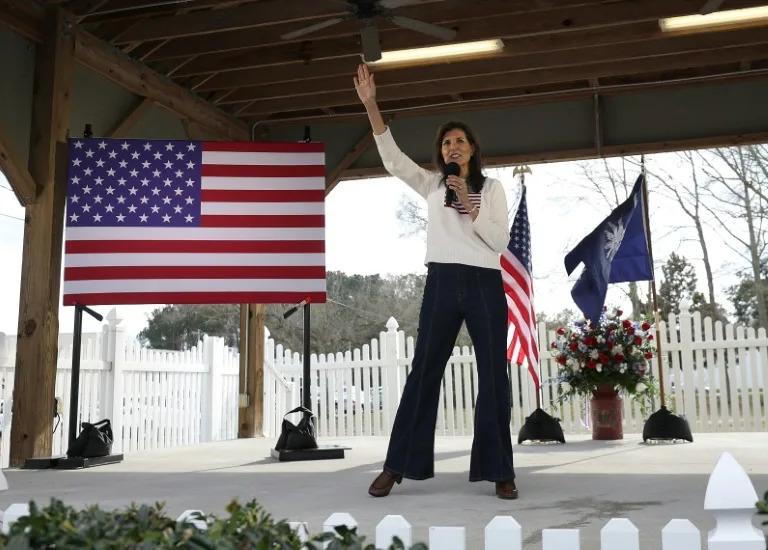 Nikki Haley speaks during a campaign event on February 23, 2024 in Moncks Corner, South Carolina (JUSTIN SULLIVAN)