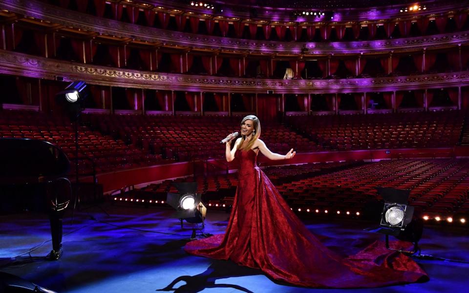 Katherine Jenkins performed at an empty Royal Albert Hall to commemorate VE Day - Gareth Cattermole/Getty Images Europe