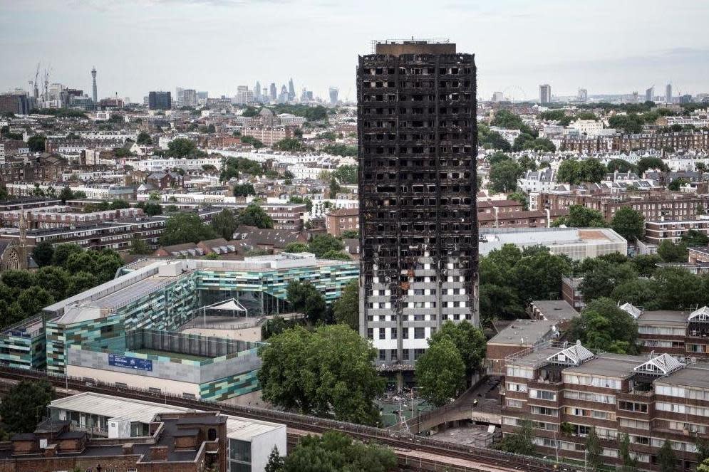 The remains of Grenfell Tower looming over London's skyline: Getty Images