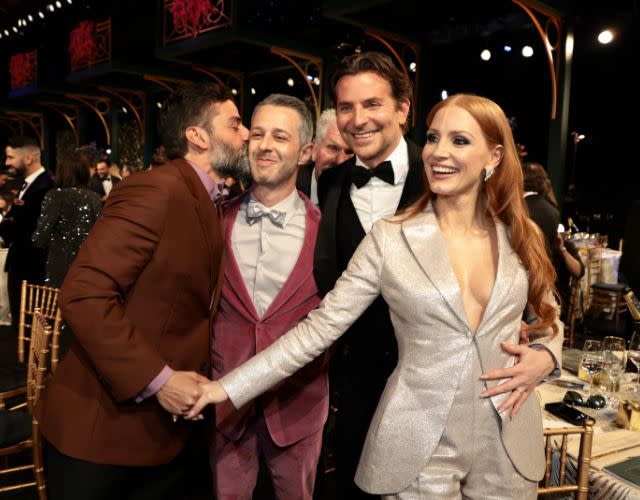 Oscar Isaac, Jeremy Strong, Bradley Cooper and Jessica Chastain.  Photo by Dimitrios Kambouris/Getty Images for WarnerMedia.