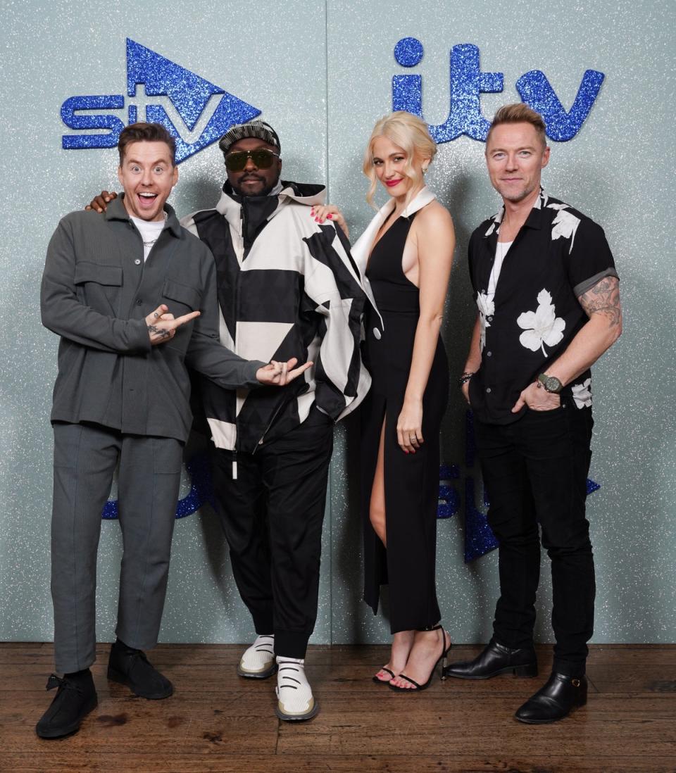 Lott with fellow The Voice Kids judges Will.I.Am, Danny Jones and Ronan Keating (ITV)