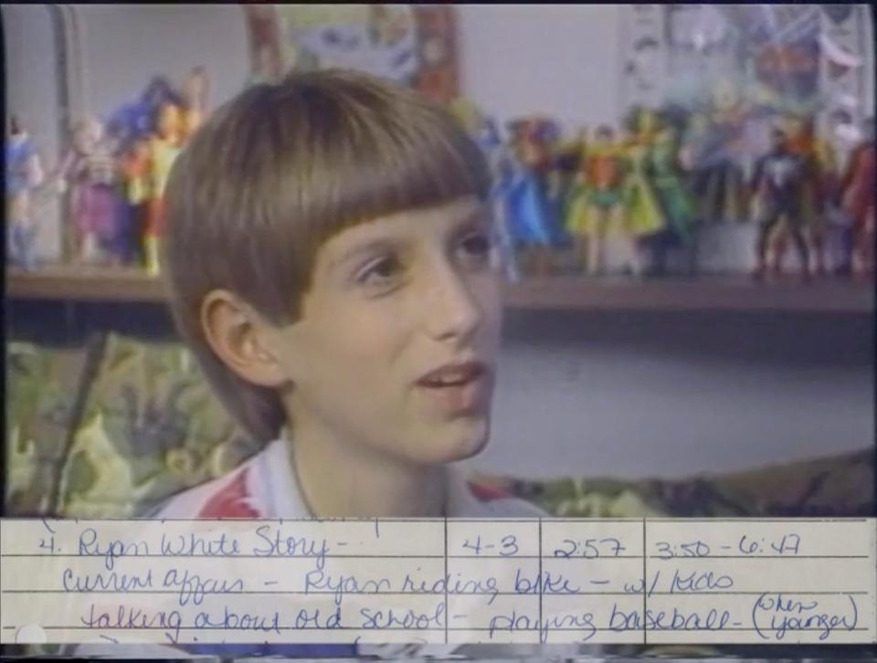 Ryan White is interviewed on TV about not being allowed in his school because the teenager got AIDS from a blood transfusion. White would have turned 50 on Dec. 6, 2021.