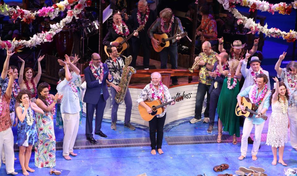 On Thursday, the Jimmy Buffett jukebox musical Escape to Margaritaville made its splashy debut at the Marquis Theatre.