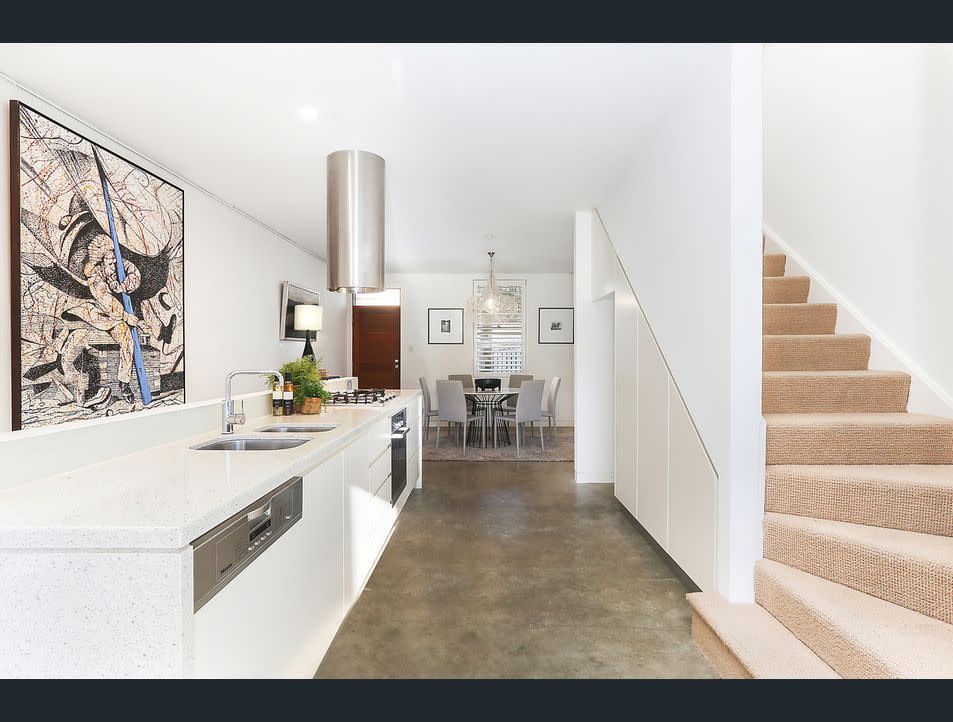 Kitchen of Jarryd Hayne's Darlinghurst house for sale.