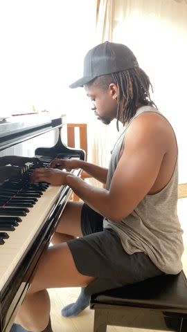 <p>Elaine Welteroth/Instagram</p> Jonathan Singletary, a singer-songwriter, plays the piano in a video shared on Instagram.