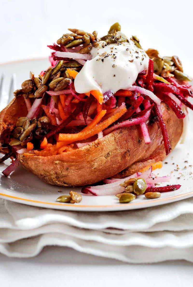 Sweet Potatoes with Shredded Salad