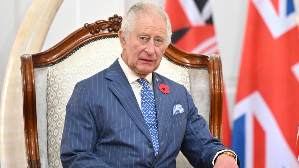 King Charles III inside the State House as he speaks with The President of the Republic of Kenya William Ruto