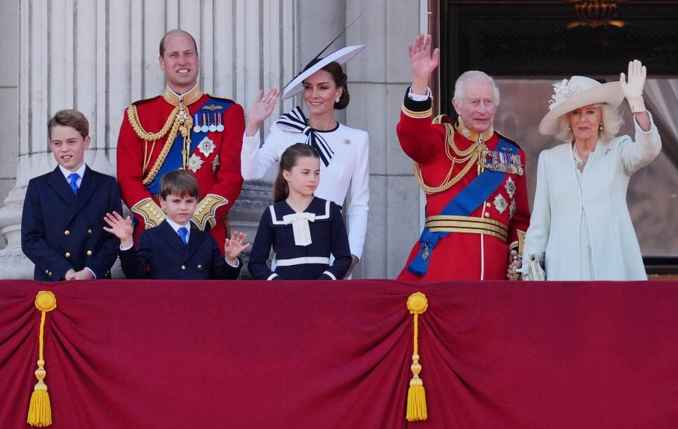 Kate and Charles with the royal family on the Palace balcony after Trooping the Colour in June (Jonathan Brady/PA) (PA Wire)