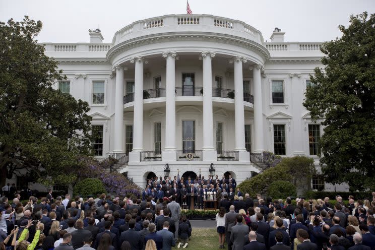 President Trump lauded the Patriots' for their comeback in Super Bowl LI. (AP) 