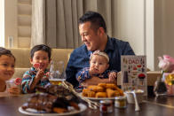 Got a dad in your life who loves to eat? Sydney's The Langham hotel has a new restaurant launching the first weekend of September and it may be reinforcing gender stereotypes to say this – but their buffet is totally geared for dads. The luxury buffet experience at Kitchens on Kent will see eight kitchens preparing crafting the menu, featuring meat-heavy treats at the BBQ station, including a 12-hour slow-cooked beef short ribs, deep-fried chicken wings with a blue cheese and celery sauce, parsley and mustard crusted sirloin, an array of sausages, pork ribs and an epic seafood selection. Photo: Langham Sydney