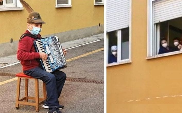 Stefano Bozzini playing a serenade to his wife on his accordion - Maurizio Bozzini/Valerio Marangon