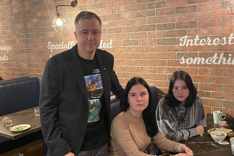 Save Ukraine CEO Mykola Kuleba, Ksenia Koldina and Anastasiia Motychak pictured during a trip to London late last year (Tom Watling / The Independent)