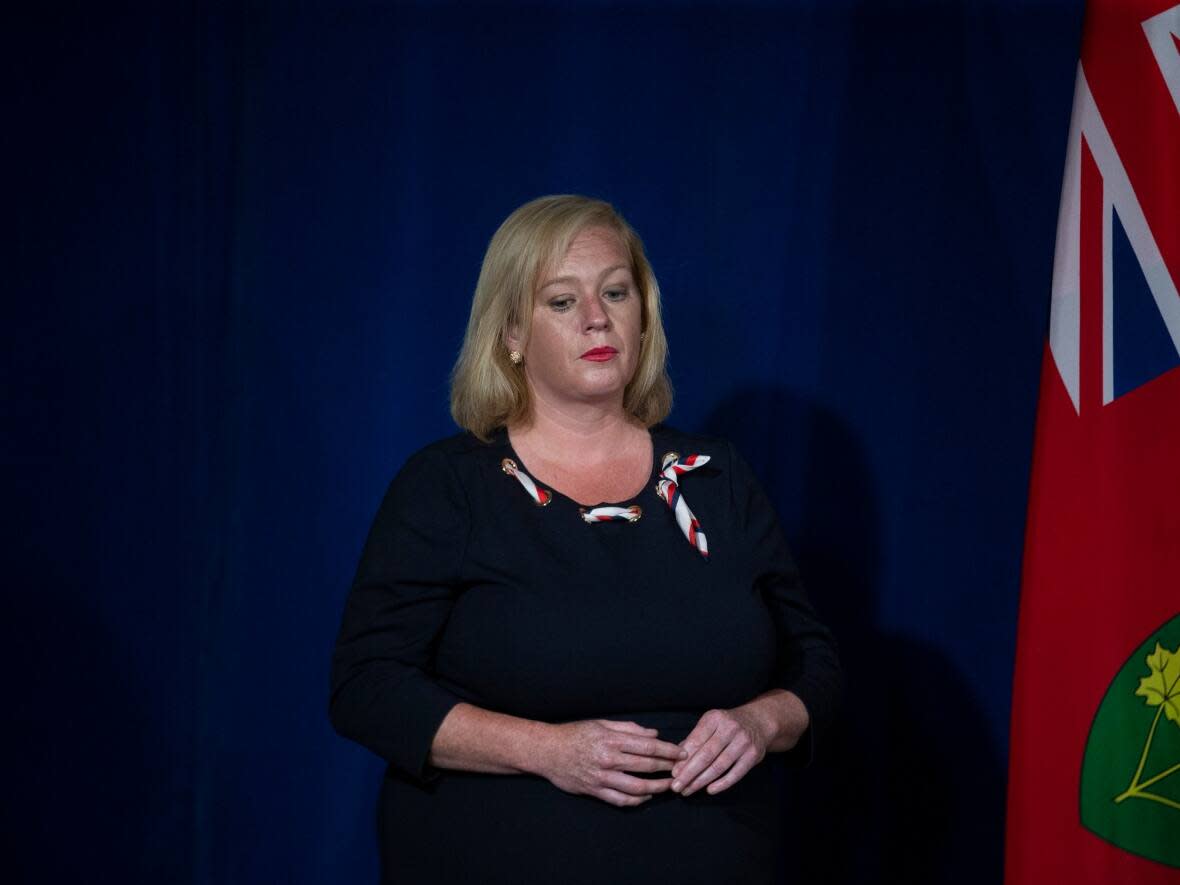 Lisa MacLeod, then Ontario's minister of tourism, culture and sport, attends a briefing in Toronto in June 2020. On Friday, after it was announced that a rookie MPP would be stepping into her cabinet post, MacLeod announced that she's taking some time off to focus on her well-being. (Chris Young/The Canadian Press - image credit)