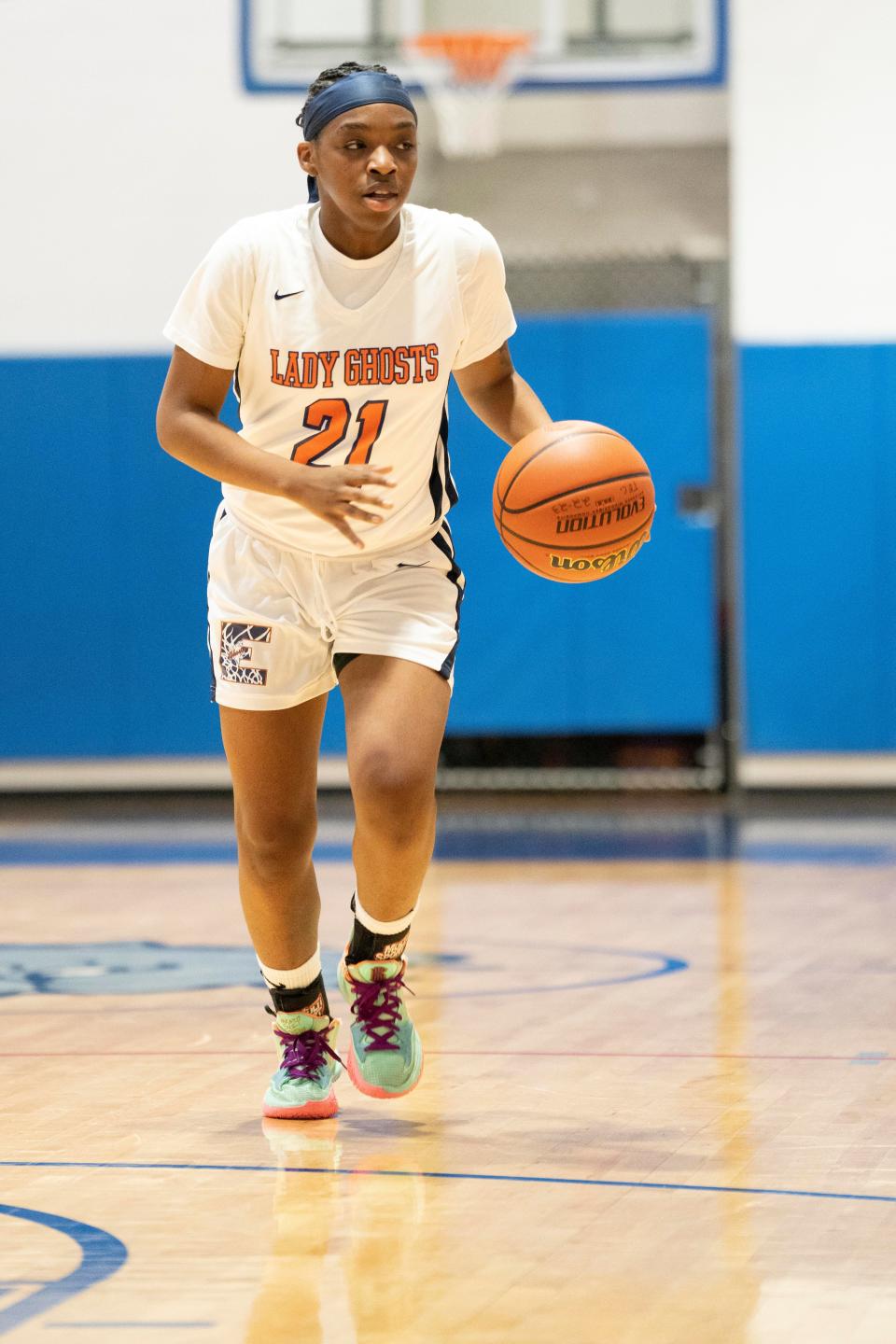 Wayne Valley vs. Eastside in the Passaic County Girls Basketball semifinals at Passaic County Technical Institute in Wayne on Thursday, February 16, 2023. E #21 Jhy'Deisha Stewart.