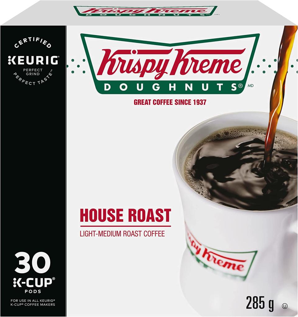 Krispy Kreme House Roast K-Cup Coffee Pods, 30 Count. Image via Amazon.