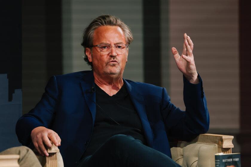 Los Angeles, CA - April 22: New York Times bestselling author Matthew Perry speaks about his book with Matt Brennan during the 28th Annual Los Angeles Times Festival of Books at the University of Southern California on Saturday, April 22, 2023 in Los Angeles, CA. (Dania Maxwell / Los Angeles Times).