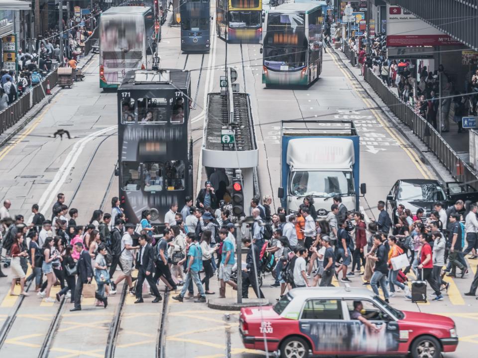 Hong Kong central street crossing