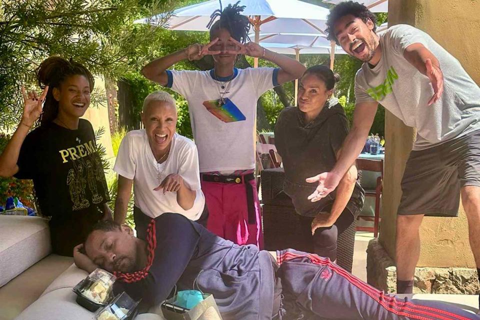 <p>Jada Pinkett Smith/Instagram</p> Will Smith sleeping while surrounded by his daughter Willow Smith, wife Jada Pinkett Smith, son Jaden Smith, his ex-wife Sheree Zampino and son Trey Smith