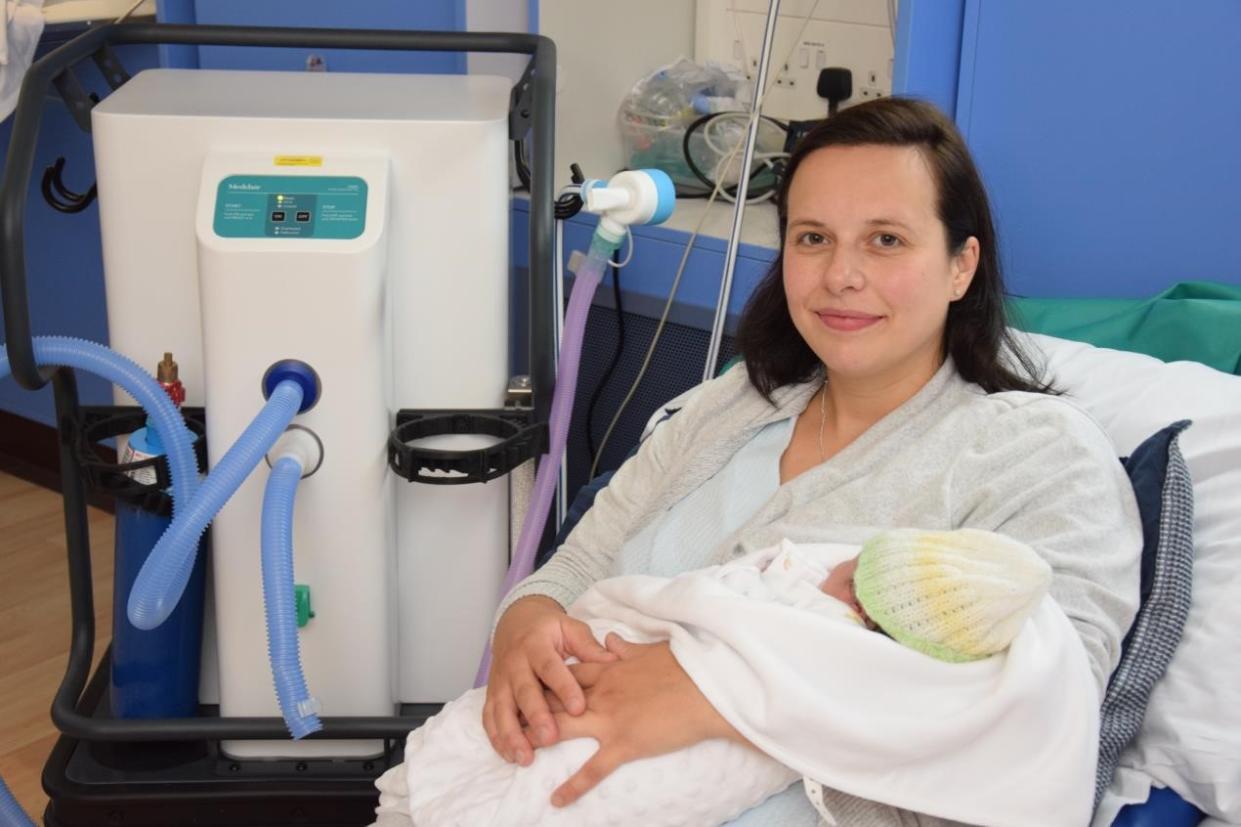 Kaja Gersinska and her daughter Rosie Martha O’Sullivan at the Birthing Centre in Newcastle (Handout/PA)