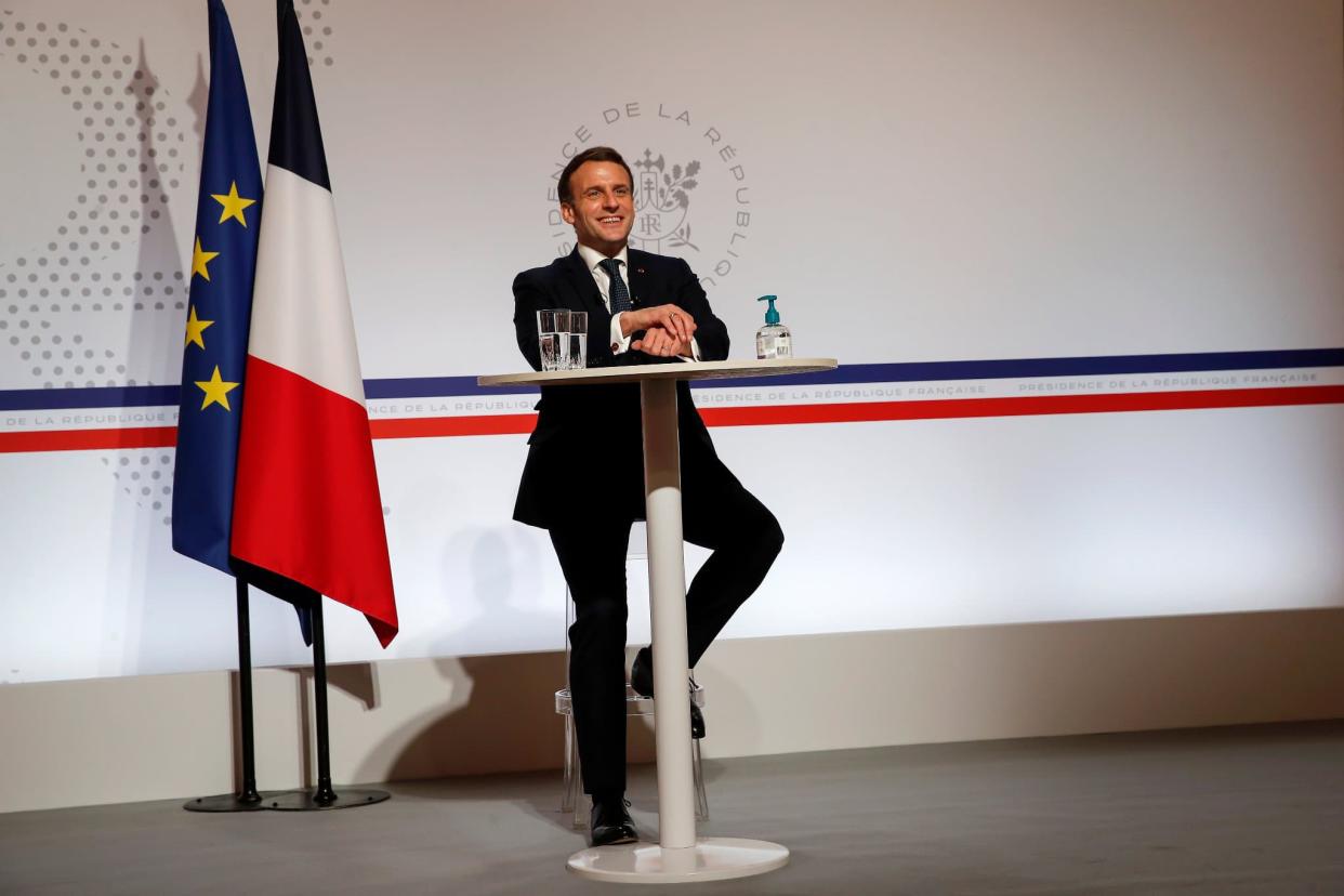 Emmanuel Macron lors du Sommet de Davos, le 26 janvier 2021 - Francois Mori / POOL / AFP