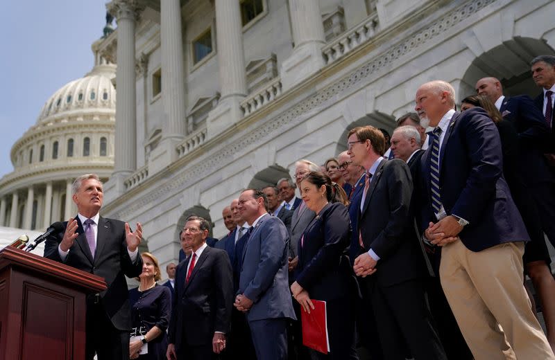 Republican members of Congress speak about debt ceiling negotiations in Washington