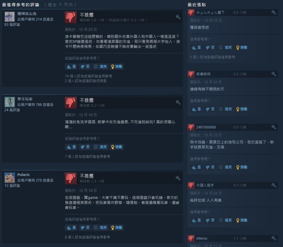 Steam負評幾乎都是來自中國玩家，看來是累積了相當久的怨氣