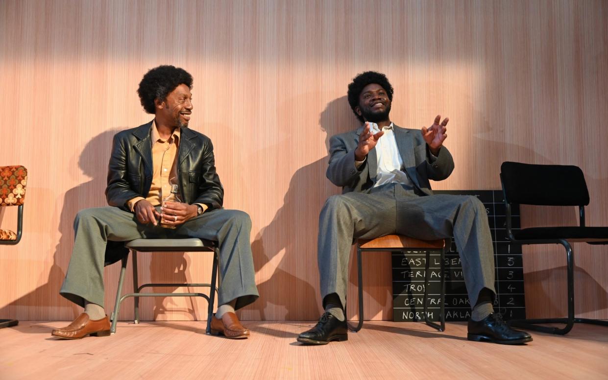 Tony Marshall and Leemore Marrett Jr in Jitney, at the Leeds Playhouse - Sharron Wallace