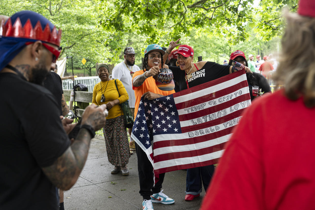 Amber Rose habla en la primera noche de la Convención Nacional Republicana en el Fiserv Forum en Milwaukee, Wisconsin, el lunes 15 de julio 2024. (Kenny Holston/The New York Times).