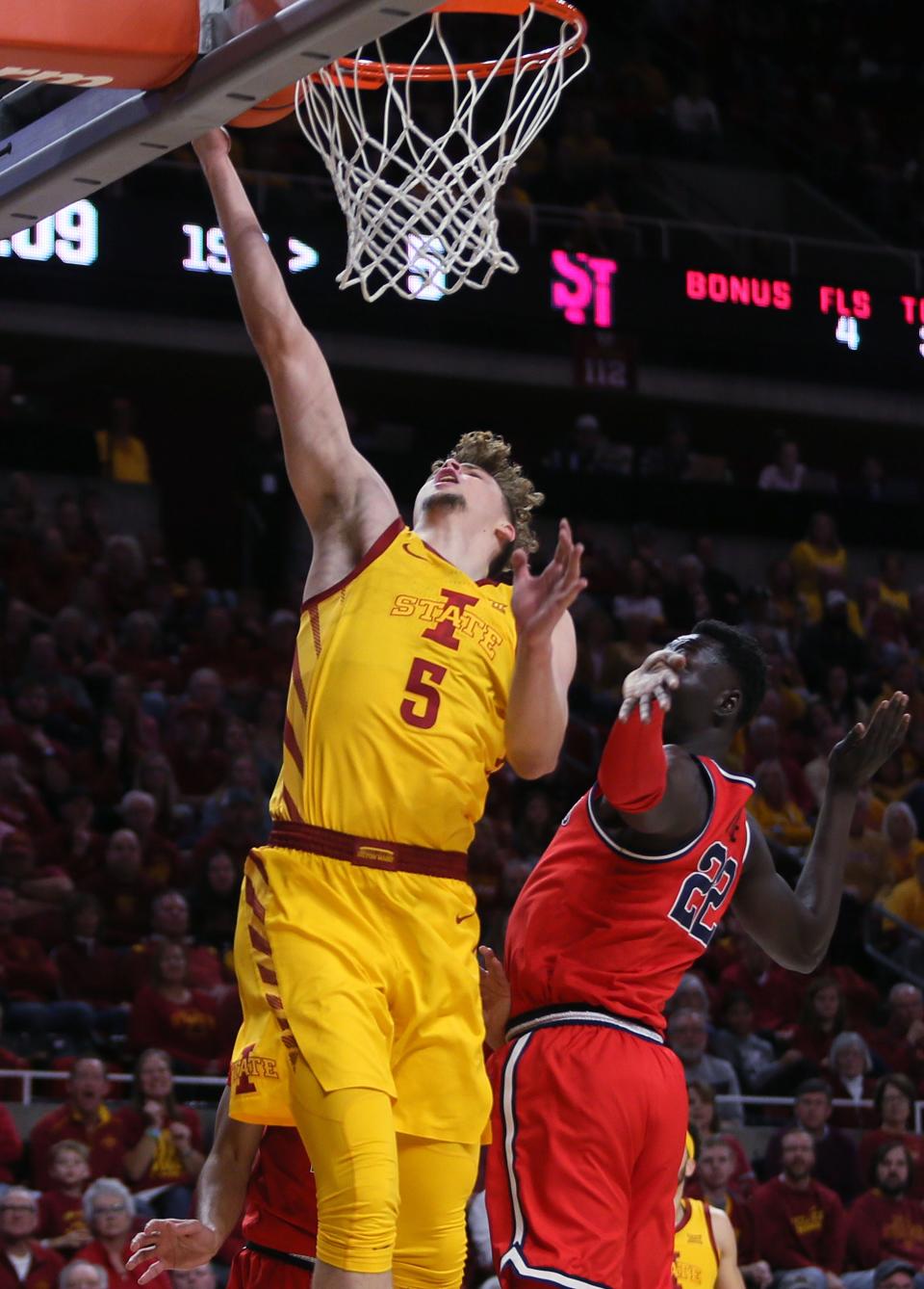 No. 23 Iowa State's Jaz Kunc makes a layup during Sunday's win against St. John's.