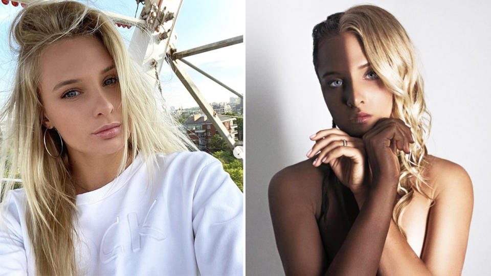 Dayana Yastremska (pictured) removed photos and apologised after copping criticism for posting the 'blackface' photo (pictured right). (Images: Instagram)