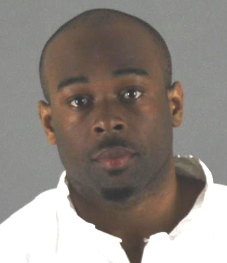 FILE - This undated photo provided by the Bloomington, Minn., Police Department, shows Emmanuel Deshawn Aranda, who was arrested in connection with an incident at the Mall of America where a 5-year-old boy plummeted three floors from a balcony on Friday, April 12, 2019. On Friday, April 19, 2019, The Associated Press has found that stories circulating on the internet that Aranda is a Somali immigrant, are untrue. The 24-year old was born in August 1994 at the University of Illinois Hospital, according to Cook County birth records. (Bloomington Police Department via AP)