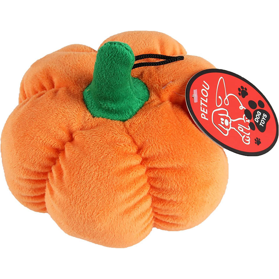 pumpkin-shaped dog toy