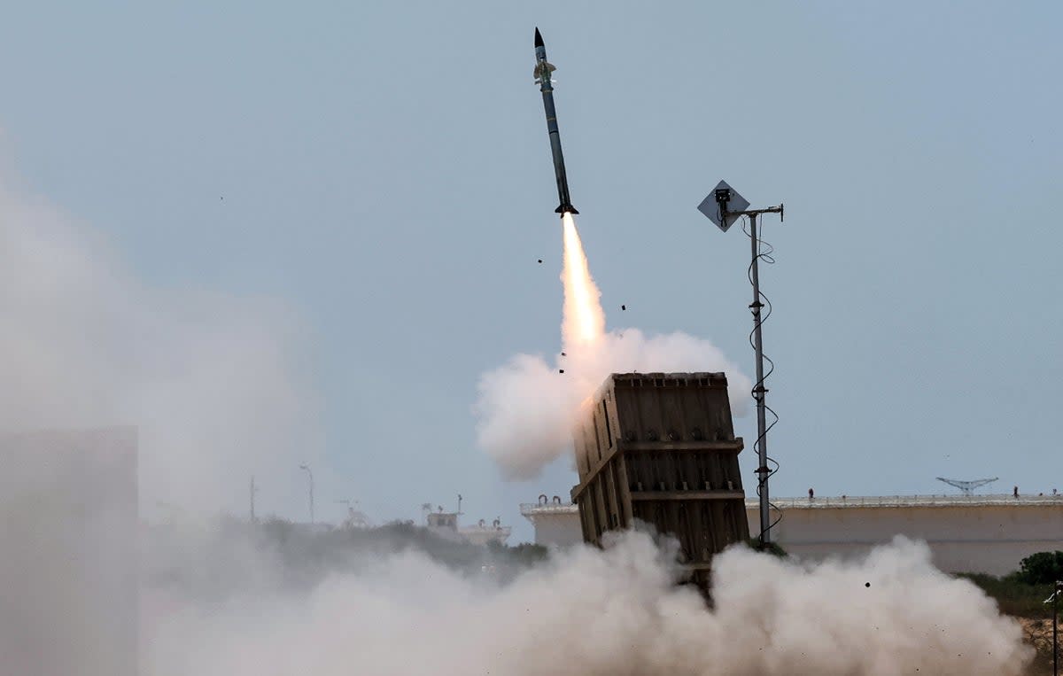 An Israeli Iron Dome air defence system launches a missile to intercept rockets fired from the Gaza Strip, on the outskirts of the southern Israeli city of Ashkelon, on August 7, 2022 (AFP via Getty Images)