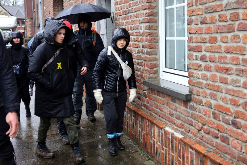 Protest against the expansion of the Garzweiler open-cast lignite mine of Germany's utility RWE to Luetzerath, in Keyenberg