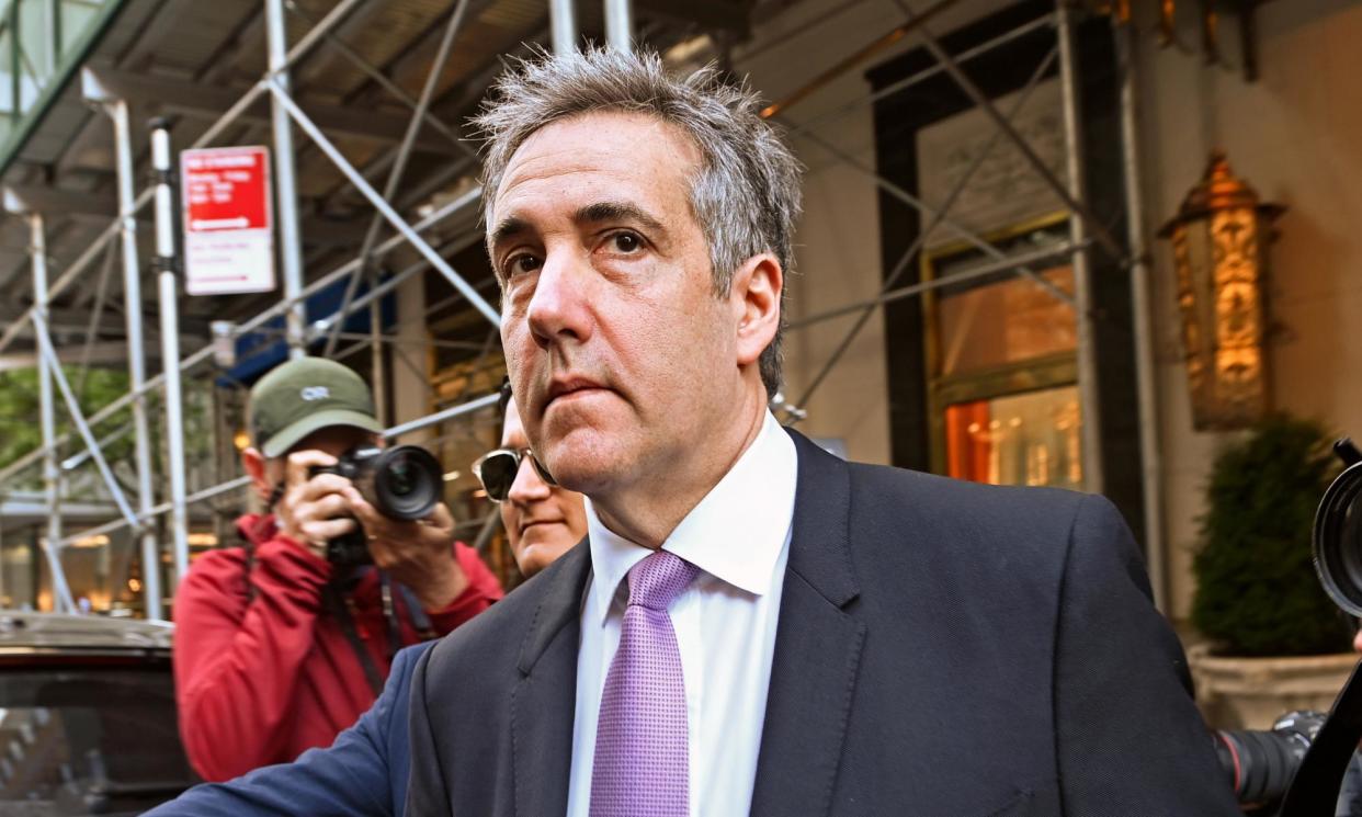 <span>Michael Cohen departs home to testify in hush-money trial on Monday.</span><span>Photograph: Andrea Renault/Star Max/GC Images</span>