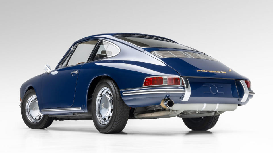 A 1965 Porsche 911 in Bali Blue.