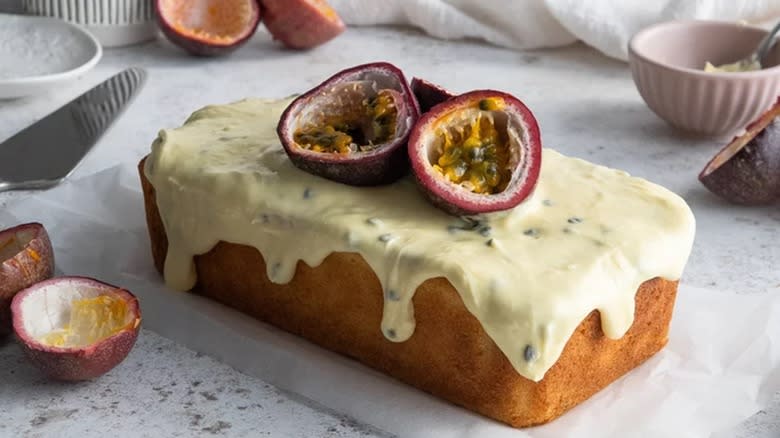 loaf of passionfruit cake