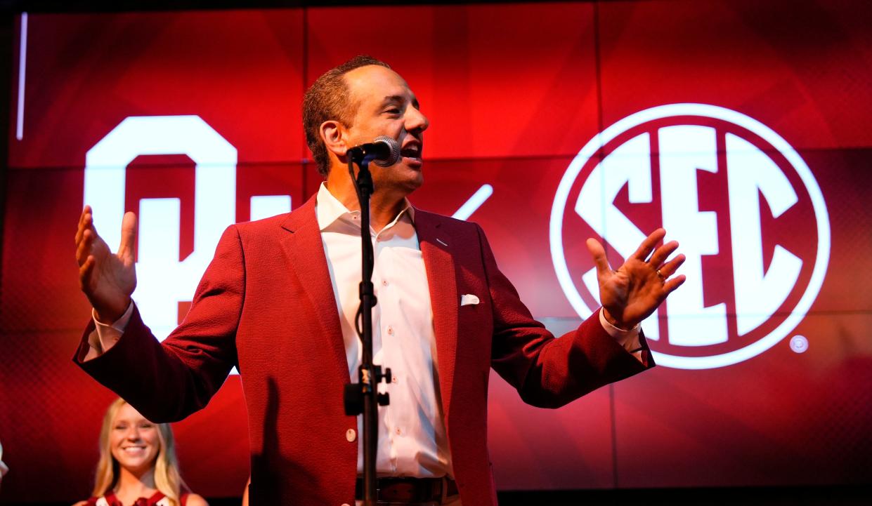 OU President Joe Harroz at the "Wake Up in the SEC" celebration held in Oklahoma City at Toby Keith's I Love This Bar and Grill Monday, July 1, 2024.