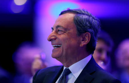 FILE PHOTO - European Central Bank (ECB) President Mario Draghi attends the 27th European Banking Congress at the Old Opera house in Frankfurt, Germany November 17, 2017. REUTERS/Ralph Orlowski/File Photo
