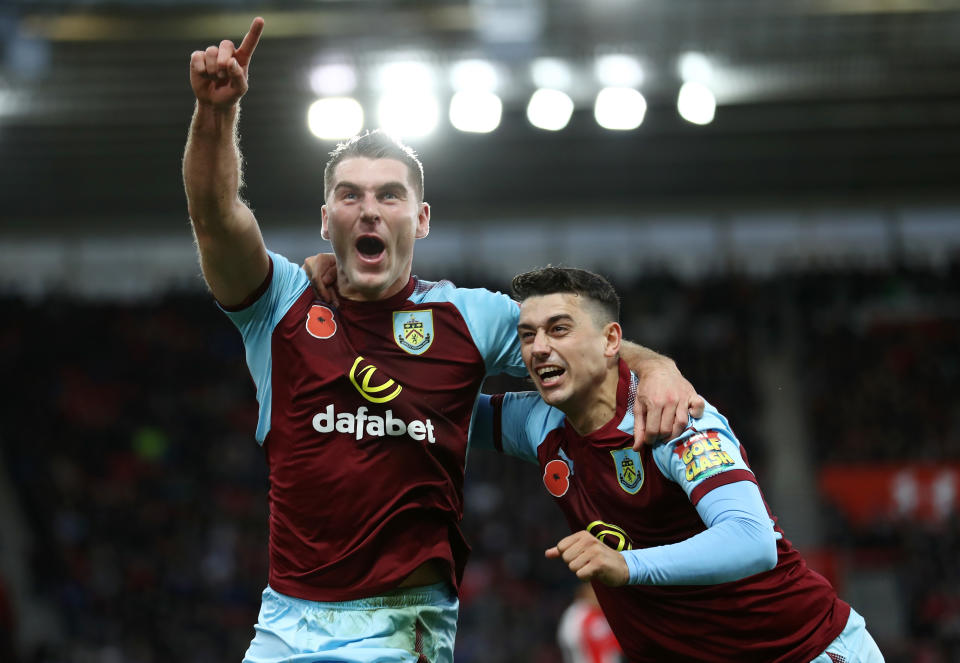 Burnley won at Southampton on a late Sam Vokes goal to move into sixth place in the Premier League. (Getty)