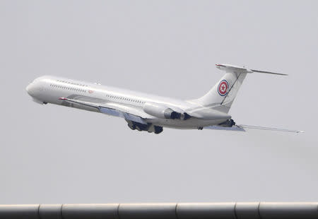 FILE PHOTO: A North Korean airplane takes off at an airport in Dalian, Liaoning province, China, in this photo taken by Kyodo May 8, 2018. Mandatory credit Kyodo/via REUTERS/File Photo