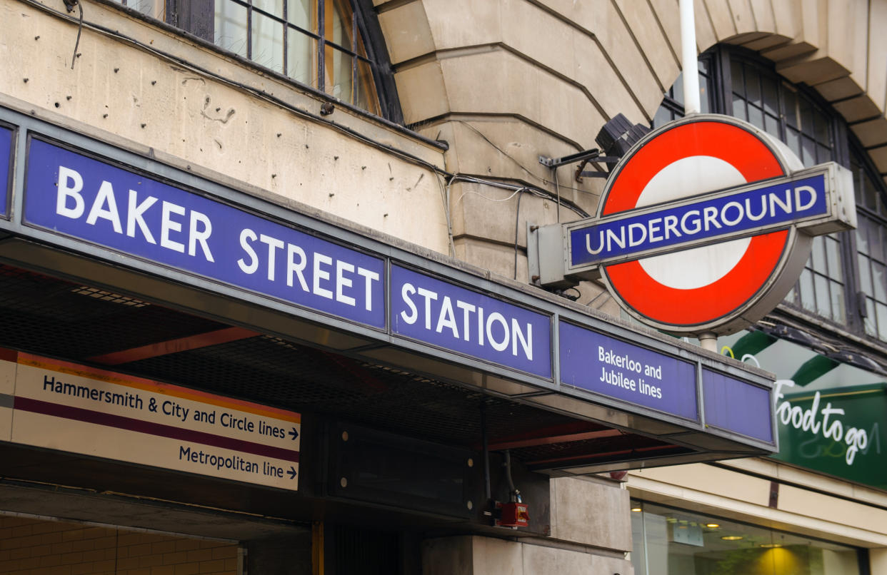 <em>Lucky escape – the mother and child fell into the path of an oncoming Tube train at Baker Street Station (Picture: PA)</em>