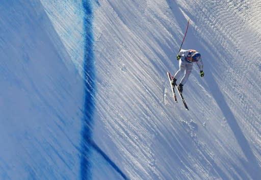 Dominik Paris on a steep section of the Kitzbuehel 'toughest piste in the world' and on his way to a third victory