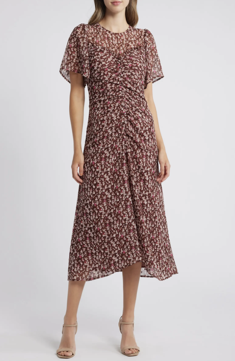 Mila Mae Floral Center Ruched Dress