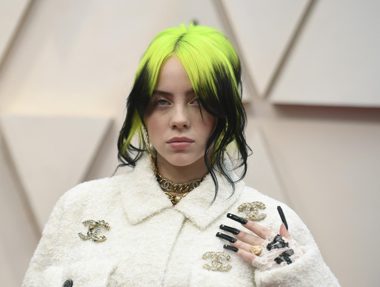 Billie Eilish arrives at the Oscars on Sunday, Feb. 9, 2020, at the Dolby Theatre in Los Angeles. (Photo by Richard Shotwell/Invision/AP)