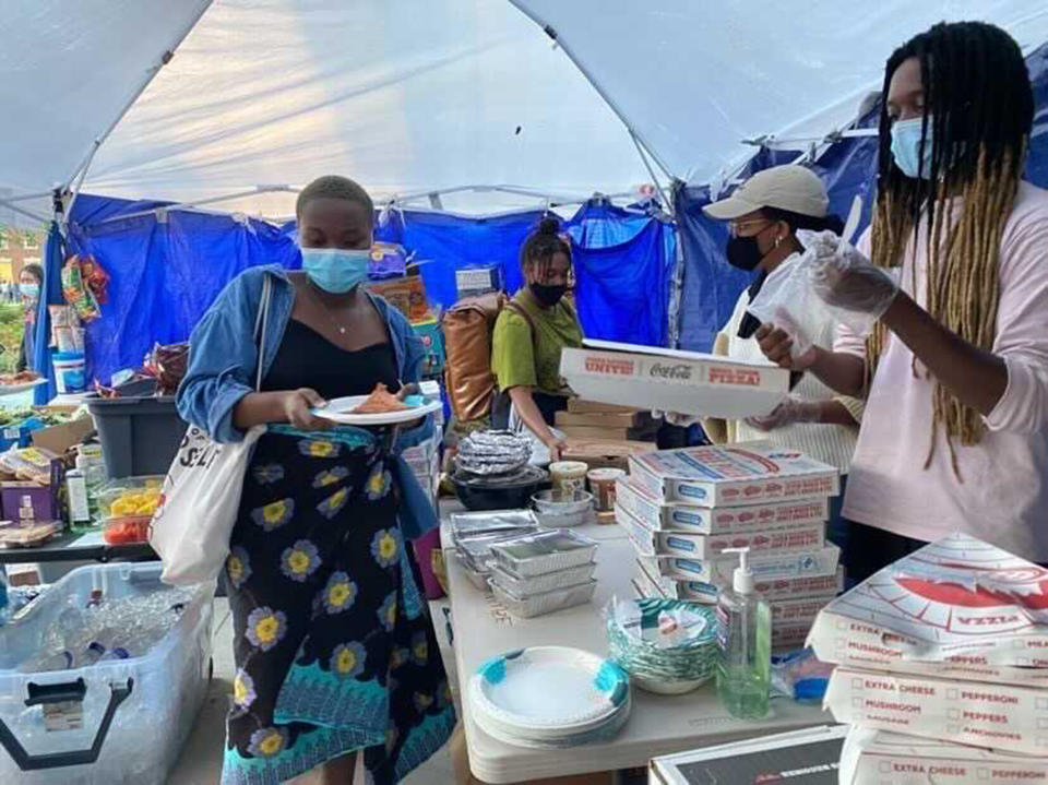 Alumni and community donations have been funding tents and food for demonstrators, students told TODAY. (Courtesy Chandler Robinson)