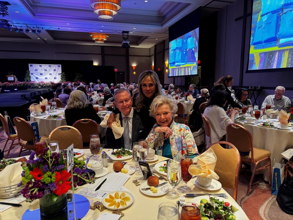 Walter Clark, Geri Clark and Patty Newman attend Desert Best Friend's Closet's 10th annual Put Your Best Shoe Forward luncheon and fashion show, April 5, 2024.